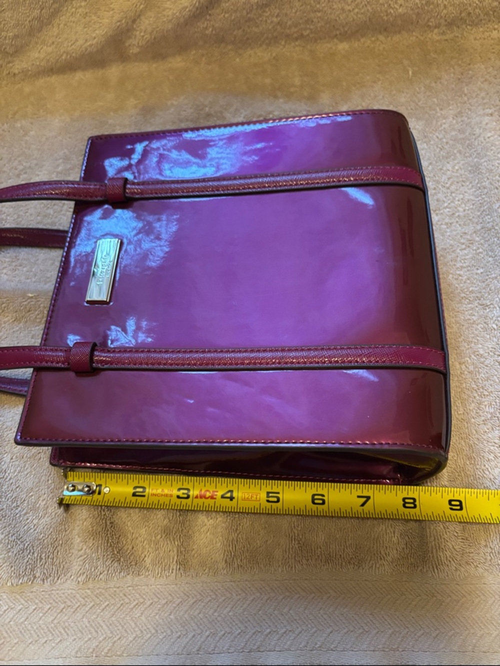 Kate Spade New York Kenzie Small Tote Dark Raspberry Patent Leather - Picture 13 of 16